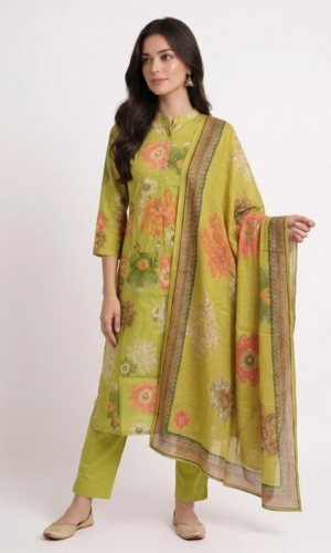 Lime Bloom Chudidhar Set