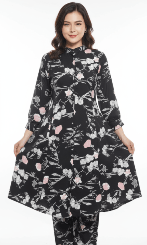 Pink Floral Kurti Set