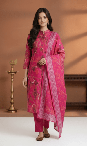 Pink Aura Floral Chudidhar Set