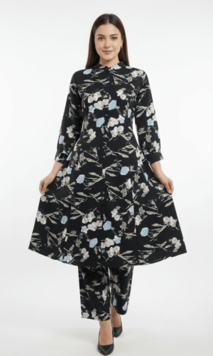 Midnight Sky Floral Kurti Set